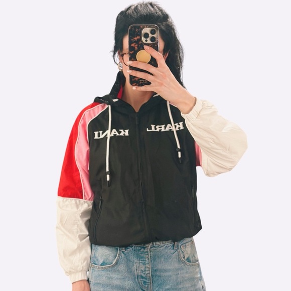 Karl Kani Retro Colorblock Logo Windbreaker Jacket Black/Red/Pink Women’s Small - Picture 1 of 6
